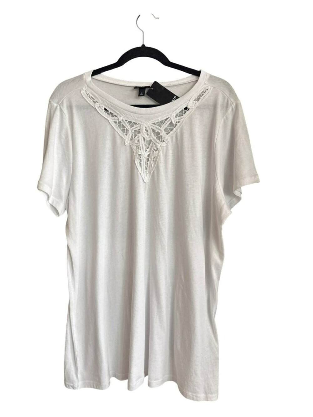 Torrid White Crochet Lace Tee 2 2X Plus NWT Boho Resort Cotton Modal Top T-Shirt